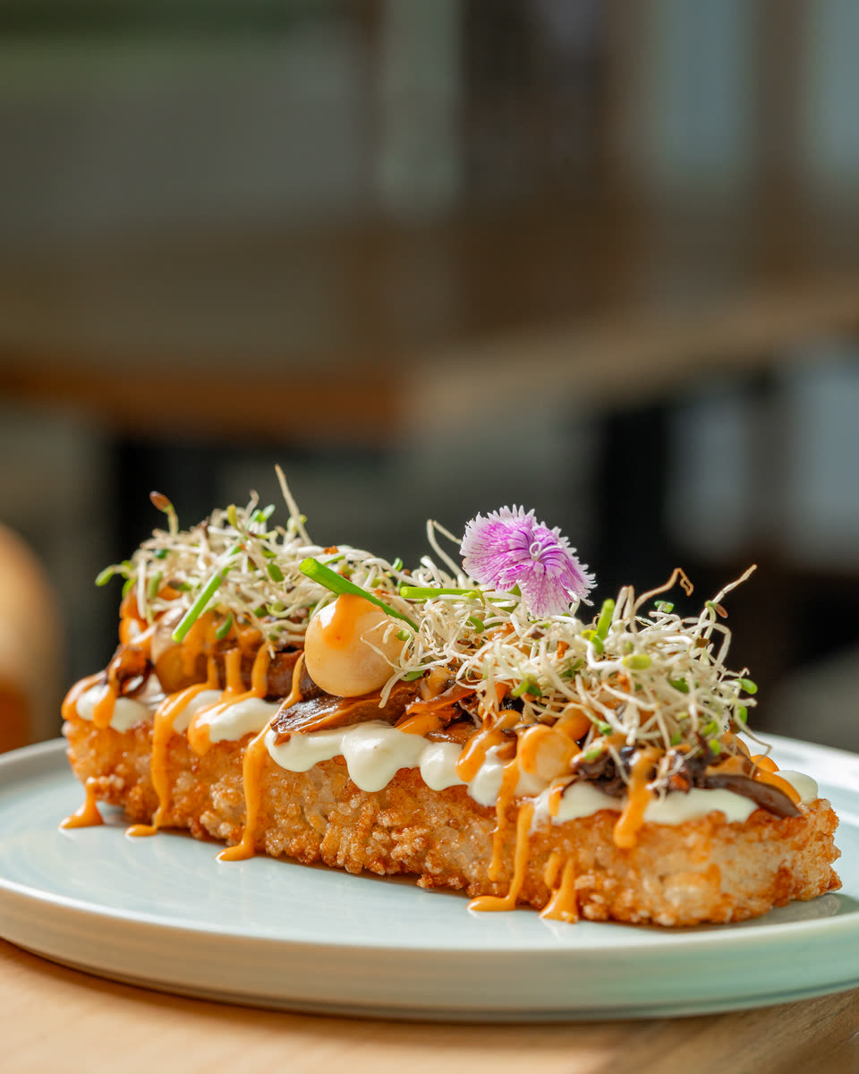 Crispy rice, stacked